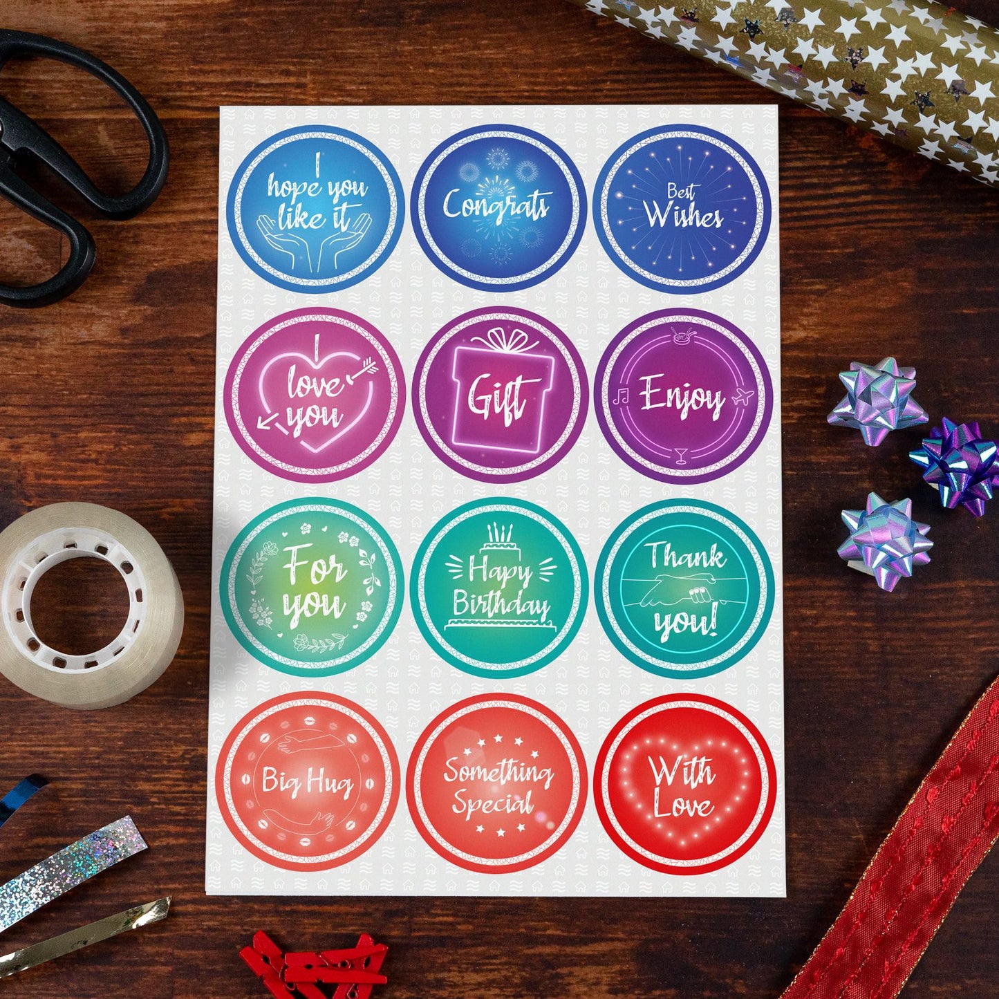 Premium Gift Wrapping Stickers with Thoughtful Messages