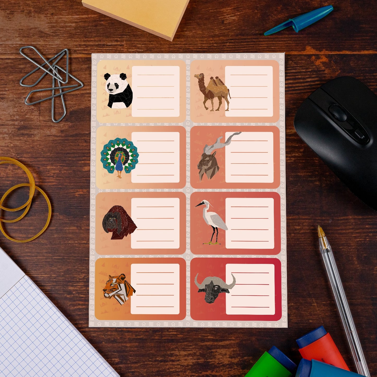 Animal Name Tag Stickers – Asian Wildlife